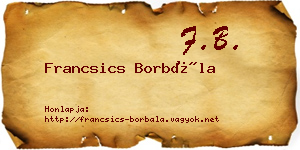 Francsics Borbála névjegykártya